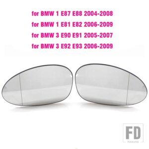BMW E90 ミラー加熱サイドミラーガラスバックミラー E90 E91 E92 E93 M3 スタイル E80 E81 E87 - A Pair-White