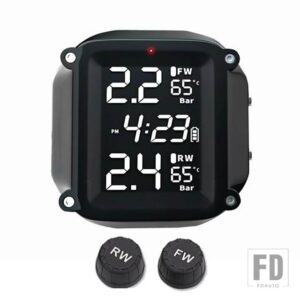 ワイヤレスオートバイ TPMS タイヤエア圧システム 2個 アウターセンサー LCD 時間表示タイヤ温度モニターアラーム - External
