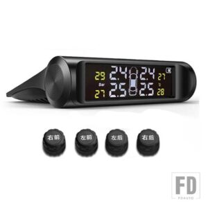 太陽光発電 USB TPMS タイヤエア圧システム LCD 4 アウター/インナーセンサー SUV セダン用温度ハザード - External