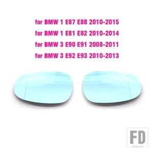 BMW サイドバックミラーガラスヒーター防曇霜取りドアウイングミラーシート E90 E92 E93 M3 LCI スタイル E80 E81 E87 - A Pair-Blue
