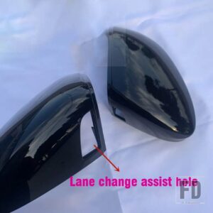 ゴルフ 8 MK8 2020 2021 ミラーカバーキャップバックミラーケースカバーカーボンルック明黒カバー - With lane change 2
