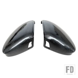 ゴルフ 8 MK8 2020 2021 ミラーカバーキャップバックミラーケースカバーカーボンルック明黒カバー - With lane change 1