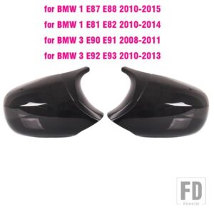 BMW サイドドアバックミラーサイドミラーカバーキャップ E90 E91 E92 E93 M3 スタイル E80 E81 E87 スタイリング - black4