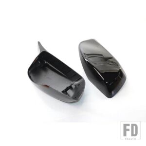 BMW カーボンリアビュードアウイングミラーサイドミラーカバーキャップシェルケース E60 E61 E63 E64 5シリーズモデル 2004-2008 - gloss black-horns