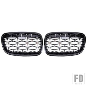 BMW 51137305590 51137157687 51137157688 1ペア フロントキドニーグリルダイヤモンドグリル 51137305589 X5 E70 X6 E71 ハイブリッド E72 に適 - black silver
