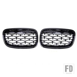 BMW 51137305590 51137157687 51137157688 1ペア フロントキドニーグリルダイヤモンドグリル 51137305589 X5 E70 X6 E71 ハイブリッド E72 に適 - Black
