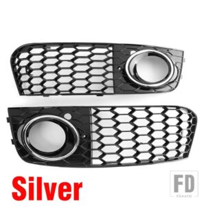 アウディ A4 B8 40148 ハニカムメッシュフォグライトオープンベントグリル吸気カバーグリル車部品 - Silver