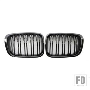 BMW ダブル線マットブラックスタイルフロントキドニーグリルスラットスタイルグリル E46 4 ドア 35796 スタイリング - Gloss black