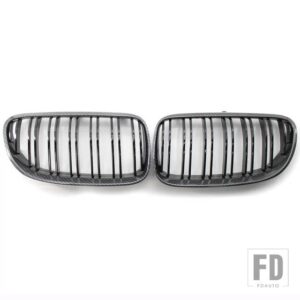 BMW フロントグリルキドニーグリル E92 E93 320I 328I 335I 2 ドア 2010 2011 2012 グロスブラックデュアルライン - Carbon Fiber