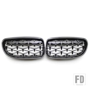 BMW 光沢ブラッククロームダイヤモンドメテオスタイルグリル 3シリーズ E90 E91 4 ドア LCI フェイスリフト 2009-2012 51137201969 - Black