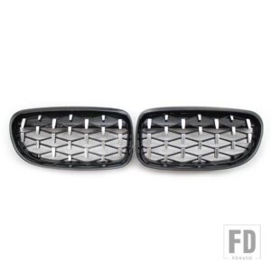 BMW 光沢ブラッククロームダイヤモンドメテオスタイルグリル 3シリーズ E90 E91 4 ドア LCI フェイスリフト 2009-2012 51137201969 - black sliver