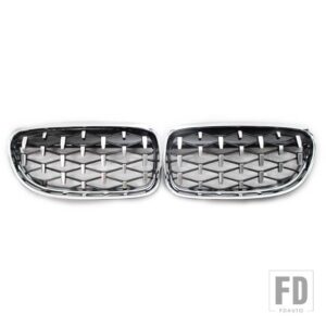BMW 光沢ブラッククロームダイヤモンドメテオスタイルグリル 3シリーズ E90 E91 4 ドア LCI フェイスリフト 2009-2012 51137201969 - sliver
