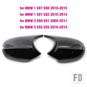 BMW 交換用バックミラーサイドミラーカバーキャップ E90 E91 E92 E93 E81 E87 E82 E88 3 1シリーズ M アクセサリーカーボン光沢 - black3