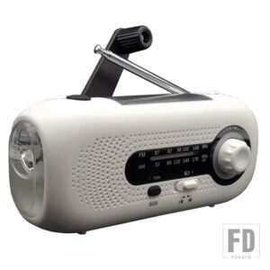 AUTO-PARTNER ハンドクランク / 太陽光発電 緊急 FM / AM ラジオ グローバル受信機のバッテリーは車自宅屋外用に交換可能 - WHITE
