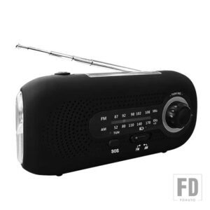 AUTO-PARTNER ハンドクランク / 太陽光発電 緊急 FM / AM ラジオ グローバル受信機のバッテリーは車自宅屋外用に交換可能 - Black