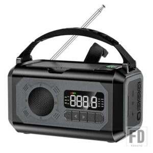WOOPKER 12000MAH 緊急ラジオ多機能充電式バッテリー 5V/3A ソーラー AM/NOAA/FM ラジオ懐中電灯パワーバンク付き - Black 12000mAh