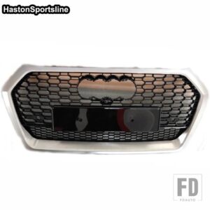 アウディ Q5 SQ5 2018 2019 2020 フロントバンパーレーシンググリルスポーツエンジンメッシュガードグリッドクワトロスタイル - rsq5 style silver