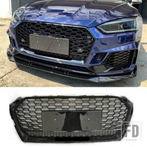 アウディ A5 S5 B9 SLINE 2017-2019 ブラックカーレースグリルフロントバンパーメッシュハニカムグリッドクワトロスタイルリアル RS5 に不適 - Black emblem