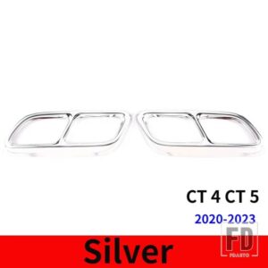 キャデラック XT4 XT5 XT6 CT4 CT5 2016-2023 ステンレステール喉マフラーマフラーカバーステッカーカーアクセサリー - CT4 CT5 Silver