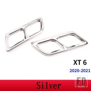 キャデラック XT4 XT5 XT6 CT4 CT5 2016-2023 ステンレステール喉マフラーマフラーカバーステッカーカーアクセサリー - XT6 silver