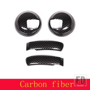 フィアット 500 2010-2023 ABS カーボン車内ハンドルパネルフレームカバートリムステッカーカーアクセサリー - Carbon Fiber