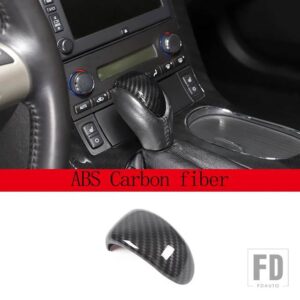 シボレー コルベット C6 2005-2013 ABS ブラック/カーボンギアシフトヘッドカバートリムステッカーカーアクセサリー - 1 pcs ABS Carbon