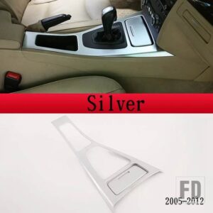 BMW 3シリーズ E90 E92 E93 2005-12 ABS /カーボンテクスチャコンソールギアパネルフレームカバーステッカーカーアクセサリー - 05-12 Silver2