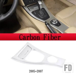 BMW 3シリーズ E90 E92 E93 2005-12 ABS /カーボンテクスチャコンソールギアパネルフレームカバーステッカーカーアクセサリー - 05-07 Silver