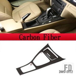 BMW 3シリーズ E90 E92 E93 2005-12 ABS /カーボンテクスチャコンソールギアパネルフレームカバーステッカーカーアクセサリー - 05-12 Carbon Fiber