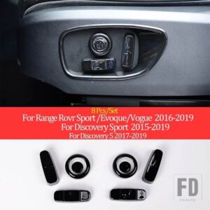 ランドローバー ディスカバリー 5 レンジローバースポーツ EVOQUE ヴォーグディスカバリースポーツ ABS カーシートサイド調整ボタンカバーイン - Black-8PCS