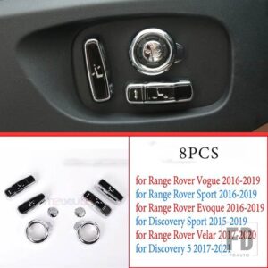 ランドローバー ディスカバリー 5 レンジローバースポーツ EVOQUE ヴォーグディスカバリースポーツ ABS カーシートサイド調整ボタンカバーイン - Bright Black-8PCS