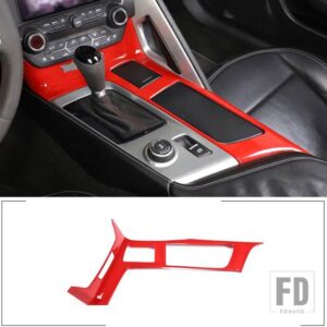 シボレー 2014-19 コルベット C7 Z06 ABS カーボン中央制御カップホルダーパネルフレームステッカー - Red