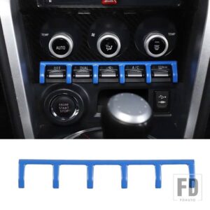 トヨタ スバル 2012-2020 86 BRZ ステンレスカーエアコンボタンディバイダーストリップ高輝度ストリップステッカー内装部品 - Blue