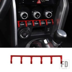 トヨタ スバル 2012-2020 86 BRZ ステンレスカーエアコンボタンディバイダーストリップ高輝度ストリップステッカー内装部品 - Red