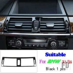 BMW 2008-2013 X5 X6 E70 E71 ABS ブラックステアリングホイールボタンフレームガラスリフトスイッチフレームステッカー - 6
