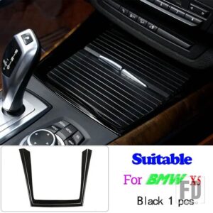 BMW 2008-2013 X5 X6 E70 E71 ABS ブラックステアリングホイールボタンフレームガラスリフトスイッチフレームステッカー - 9