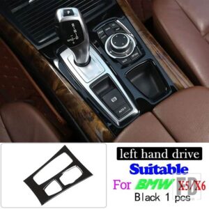 BMW 2008-2013 X5 X6 E70 E71 ABS ブラックステアリングホイールボタンフレームガラスリフトスイッチフレームステッカー - 11
