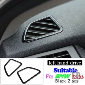 BMW 2008-2013 X5 X6 E70 E71 ABS ブラックステアリングホイールボタンフレームガラスリフトスイッチフレームステッカー - 2