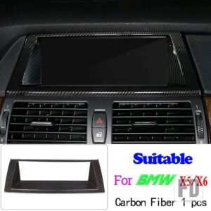 BMW X5 E70 X6 E71 2008-2013 ABS カーボンカーセンターコンソール計器パネルカバーステッカーアクセサリー - 3