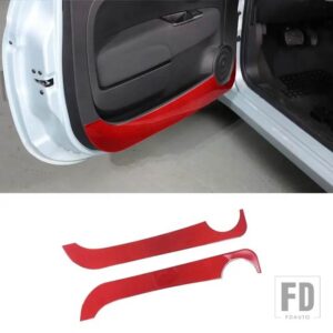 フィアット 2011-2019 ソフトカーボン車内ドアアンチキックパネルカバートリムカーアクセサリー - Red