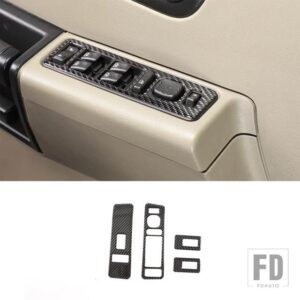 2003-2007 ハマー H2 ソフトカーボンガラスリフトスイッチパネルステッカー装飾アクセサリー 4個 - Black