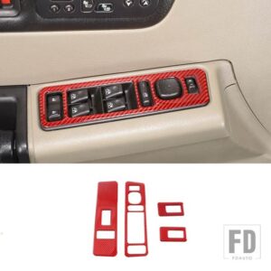 2003-2007 ハマー H2 ソフトカーボンガラスリフトスイッチパネルステッカー装飾アクセサリー 4個 - Red