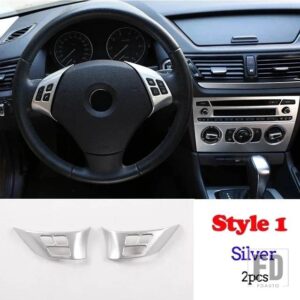 BMW 1シリーズ 3シリーズ E87 E90 E92 2004-2012 ABS ステアリングホイール装飾カバートリムフレームステッカーインテリアアクセサリー - style 1 Silver
