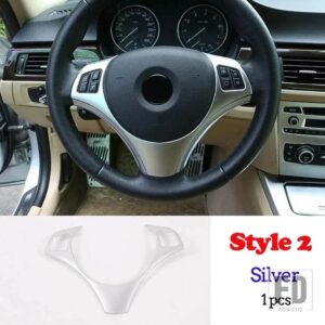 BMW 1シリーズ 3シリーズ E87 E90 E92 2004-2012 ABS ステアリングホイール装飾カバートリムフレームステッカーインテリアアクセサリー - style 2 Silver