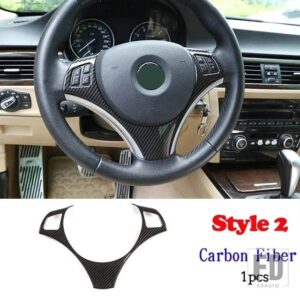 BMW 1シリーズ 3シリーズ E87 E90 E92 2004-2012 ABS ステアリングホイール装飾カバートリムフレームステッカーインテリアアクセサリー - Style 2 Carbon Fiber