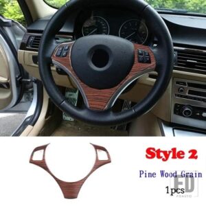 BMW 1シリーズ 3シリーズ E87 E90 E92 2004-2012 ABS ステアリングホイール装飾カバートリムフレームステッカーインテリアアクセサリー - Style2 PineWoodGrain