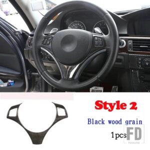 BMW 1シリーズ 3シリーズ E87 E90 E92 2004-2012 ABS ステアリングホイール装飾カバートリムフレームステッカーインテリアアクセサリー - Style2Blackwoodgrain