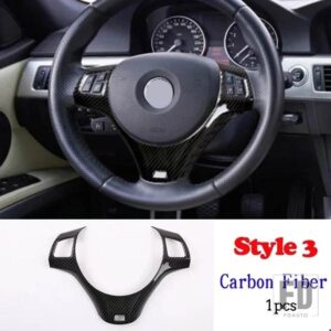 BMW 1シリーズ 3シリーズ E87 E90 E92 2004-2012 ABS ステアリングホイール装飾カバートリムフレームステッカーインテリアアクセサリー - style 3-Carbon fiber