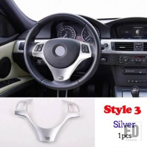 BMW 1シリーズ 3シリーズ E87 E90 E92 2004-2012 ABS ステアリングホイール装飾カバートリムフレームステッカーインテリアアクセサリー - Style 3 Silver