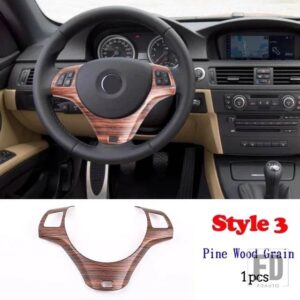 BMW 1シリーズ 3シリーズ E87 E90 E92 2004-2012 ABS ステアリングホイール装飾カバートリムフレームステッカーインテリアアクセサリー - Style3PineWoodGrain